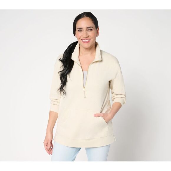 Belle by Kim Gravel Tops - Belle by Kim Gravel Women's Top Sz L Half Zip Kanga White A688394